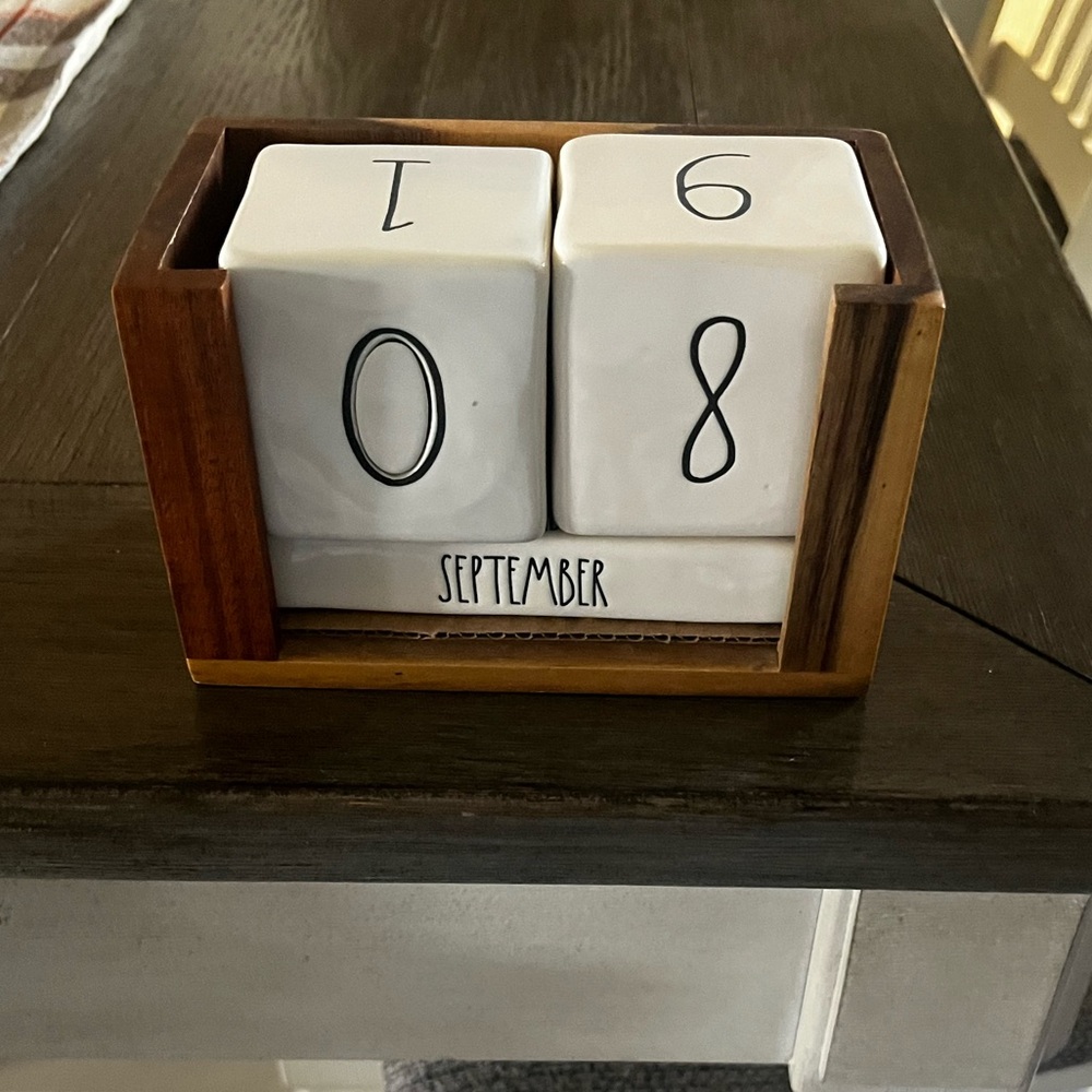 Rae Dunn White and Brown Perpetual Calendar